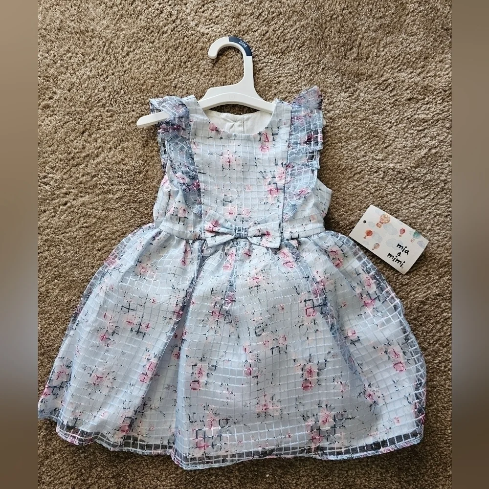 Mia & Mimi Blue Floral Organza Dress Baby Girl